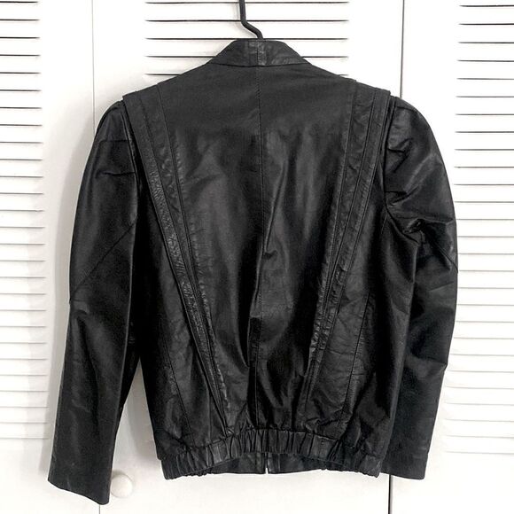 80s Thriller Black Leather Jacket Vintage Michael Jackson - Picture 3 of 3